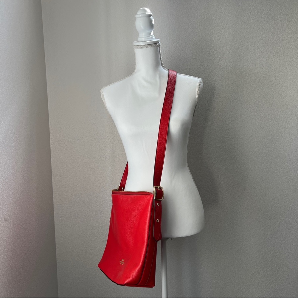 Coach Leather Red Crossbody Bucket Bag